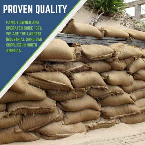 DURASACK Heavy Duty Burlap Sand Bags with Tie Strings Empty Sand-Bags for Flooding and Erosion Control, 14x26 inches, Pack of 10