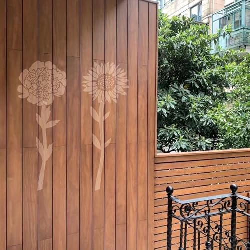 Large Flower Stencils for Painting - 10 Pcs Giant Floral Stencils with Rose & Daisy Designs for Walls, Fences & DIY Crafts