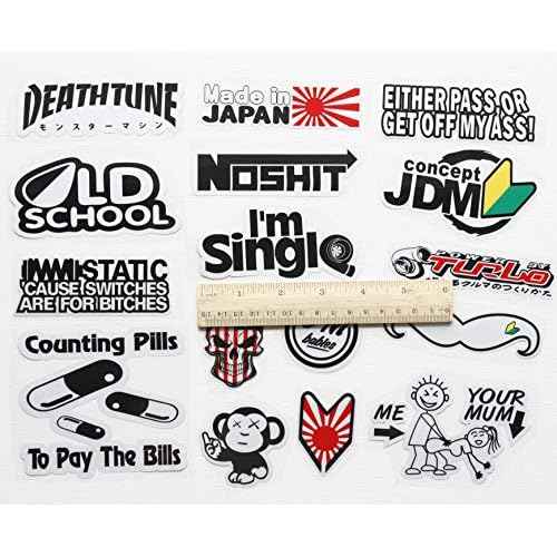 JDM Race Car Decals - Japanese JDM Reflex Hard Hat Stickers - Funny Adult Stickers
