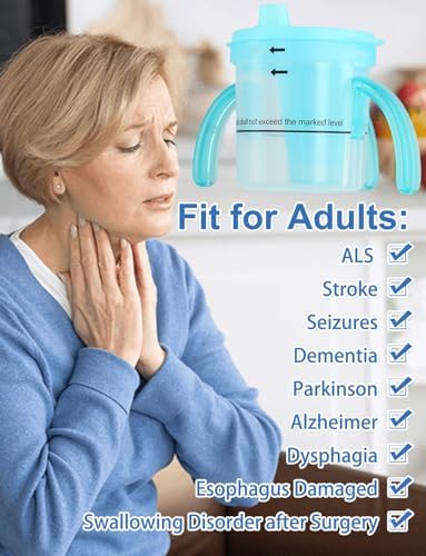 Dysphagia Cups for Adults 5cc 10cc 15cc, Limited Slow Flow Dysphagia Regulating Drinking Cup for Elderly People with Swallowing Disorders, Prevent Choking and Aspiration (Light Blue)