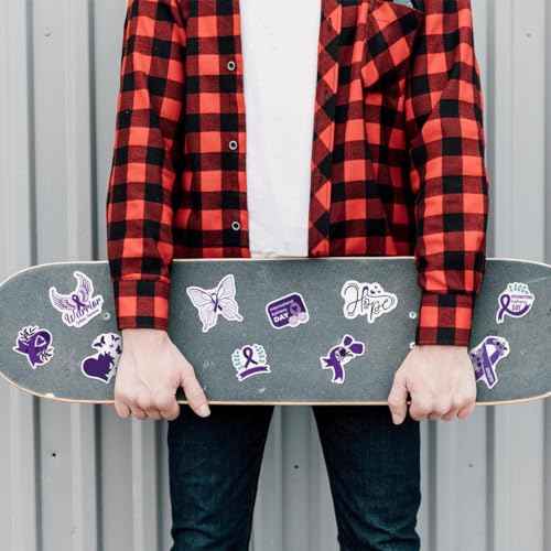50 Pack Pcs Epilepsy Awareness Month Stickers for Water Bottles Waterproof Vinyl Laptop Luggage Purple Ribbon Inspirational Sticker Packs Bulk Teens Adults Aesthetic Small Decals