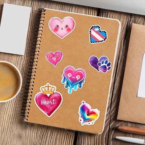 Love Heart Stickers 50 Pieces Vinyl Waterproof Decal for Laptop Water Bottle Phone Car Window Bike Motorcycle Stakeboard Scrapbook Hearts Sticker Gifts