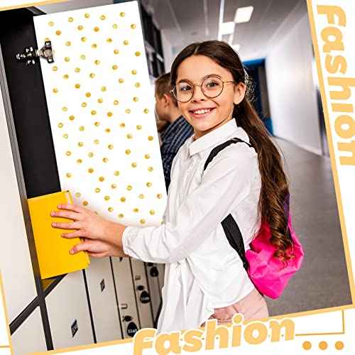 Hsei Deluxe School Locker Magnetic Wallpaper 12" x 36" Decorative Removable Magnetic Locker Covering Accessories for Girl Boy School Office University(Yellow Dots)