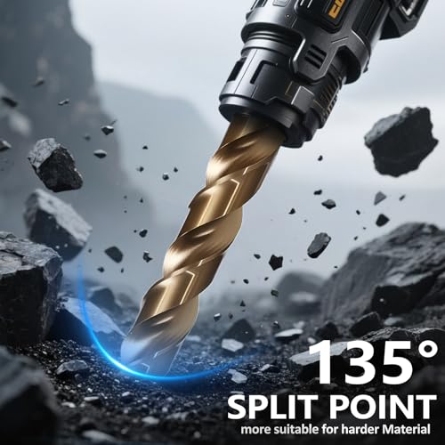Number Size Drill Bit Set, Yougfin 60pcs M35 High Speed Steel Jobber Length Drill Bits Number Gauge 1 to 60 135¡Æ Split Point High Speed Steel with Metal Indexed Storage Case
