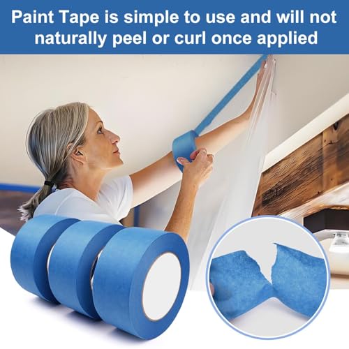 WINNOW Painter Tape £¬Paint Tape for Walls | Gift for New Home Improvement £¬Blue Masking Tape 1.88 in X 55 Yds £¬UA Resistant and Easy to Removes £¬Ideal for Wall Painting and Home Decoration, 3 Rolls