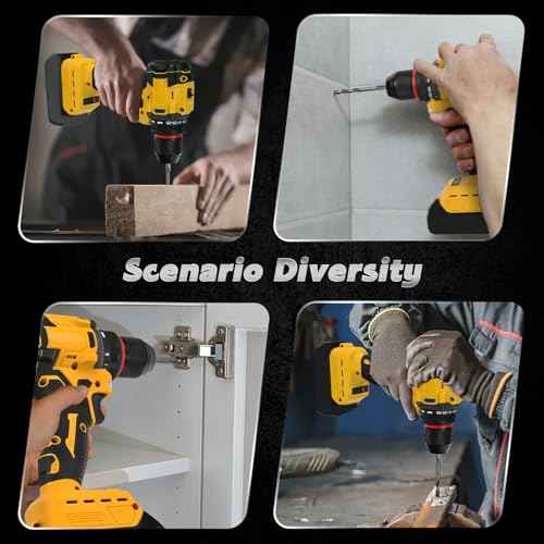 Cordless Drill Driver, Electric Drill for Dewalt 20V Battery, Brushless Driver with 2 Variable Speeds, 25+1 Torque, 3/8" Keyless Chuck, 60N.M for Home Repairing(No Battery)