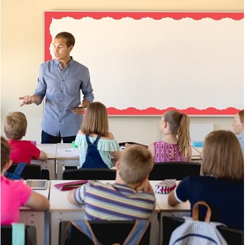 Teacher Created Resources Melon Red Fancy Scallops Rolled Border Trim - 50ft - Decorate Bulletin Boards, Walls, Desks, Windows, Doors, Lockers, Schools, Classrooms, Homeschool & Offices