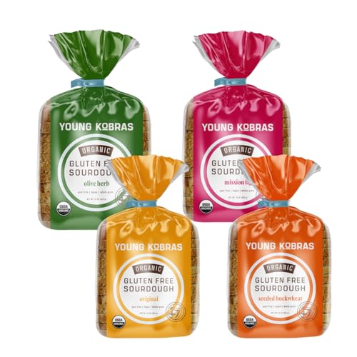Young Kobras Organic, Gluten-Free Sampler Pack Sourdough Bread (4-pack) - Allergen Friendly, Vegan, Gum-Free, Simple Ingredients & Made Fresh to Order