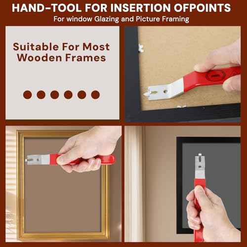 Glazier Point Driver with 150 Push Points and 2 Finger Tips, Glazier Point Drill Tool for Glass Frames, Pictures and Cross Stitch