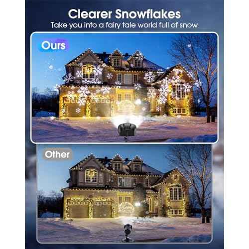 Christmas Snowflake Projector HD Lights Outdoor, Dual-Head Snowfall Led Lights with Remote, IP65 Waterproof, for Halloween Xmas New Year Holiday Party Decoration