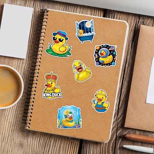Rubber Duck Stickers 50 Pieces Vinyl Waterproof Decal for Laptop Water Bottle Phone Car Window Bike Motorcycle Stakeboard Scrapbook Ducks Sticker Gifts for Kid Teen Adult