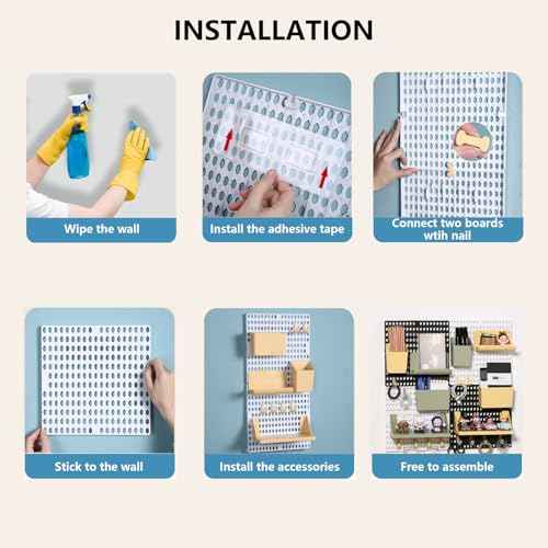 Pegboard Wall Organizer Combination Kit, Wall Organizer with 4 Pegboards and 20 Accessories Hanging, Wall Mounted Peg Board Display Panels for Home and Office - 19.5¡± x 9.5¡± (White and Black)