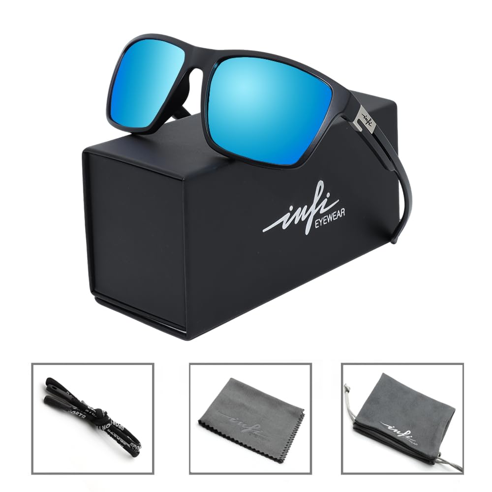 INFI Fishing Polarized Sunglasses for Men Driving Running Golf Sports Glasses Scratch Resistant Ice Blue Mirrored UV Protection