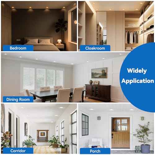 CycevSun 3 Inch Recessed LED Lights, Switchable Night Light & Main Light, 5 Color Temperatures 2700K-5000K, Dimmable Canless Downlight for Cozy Home Lighting, 6W/2W, ETL, 6 Pack