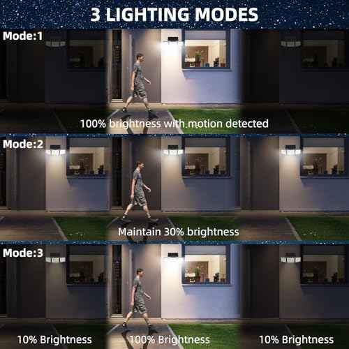 2500LM Solar Lights Outdoor with Motion Sensor,3 Head 270¡Æ Wide Angle Street Area Lights,IP65 Waterproof Security Lighting with 3 Modes(Non-Remote,3 Pcs)