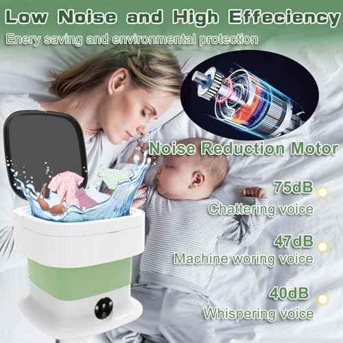 Portable Washing Machine, Mini Washer and Dryer, 16L Folding Lavadora Portatil, 60W Collapsible Small Compact Clothes Laundry with Spin for Underwear, Baby Clothes, Socks£¨Green)