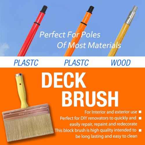 Great Andrew 7 Inch Deck Stain Brush, Deck Paint Brush, Wide Large Brush for Staining Wood Wall Fence, Lime Wash Paint Brush Applicator for Smooth Rough Textured Surfaces, Home Repair Painters Tools