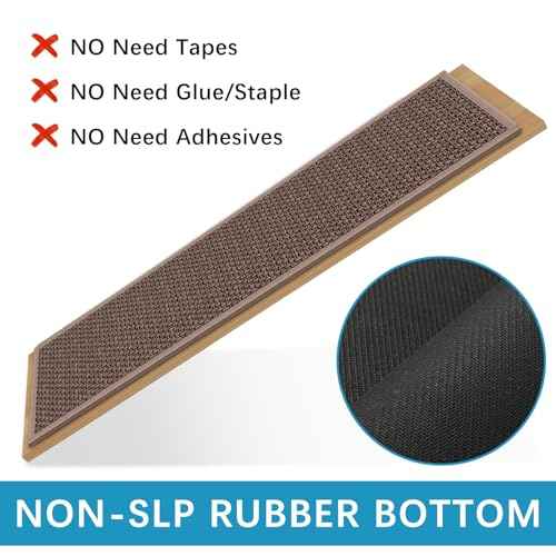 GOYLSER Rubber Backed Jute Carpet Stair Treads Mats, 15 Pack Basement Safety Stair Rug Step Pads, Non Slip Stairway Covers, 8"x30", Light Brown