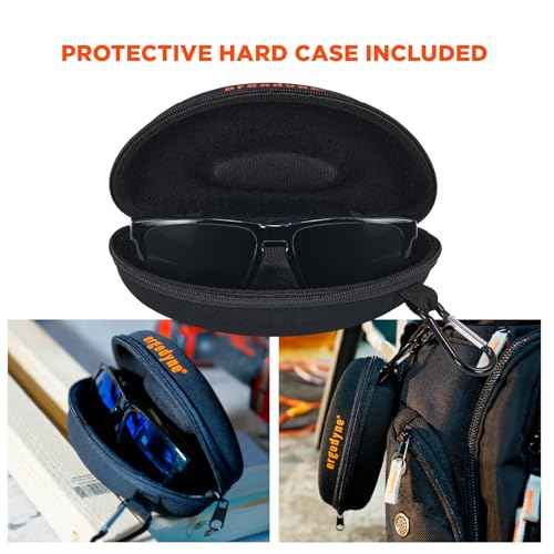 Ergodyne Skullerz SIXTEN Safety Glasses with Side Shields, Anti Fog, Anti Scratch Polarized Lenses, ANSI z87.1 with Protective Zippered Hard Shell Eyewear Case