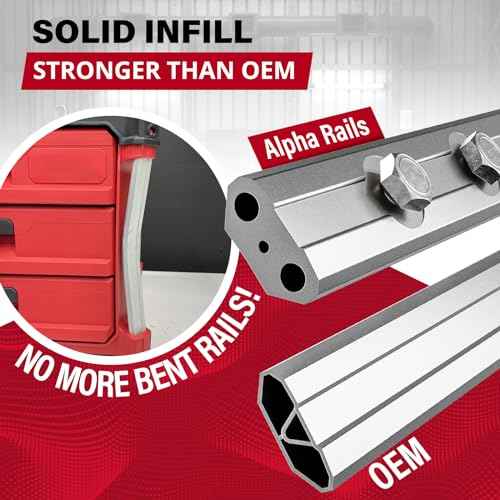 Threaded Replacement Packout Rails 12.6" (320mm) Compatible with Milwaukee Packout Rolling Tool Box 48-22-8426- Heavy Duty Aluminum Rails - Fits Packout Accessories - Black