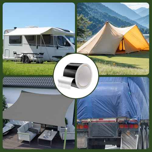 RV Awning Repair Tape for Tarp Outdoor Repair Tape for Canvas, Boat Covers, Tent, Sail, Waterproof, UVproof, Black