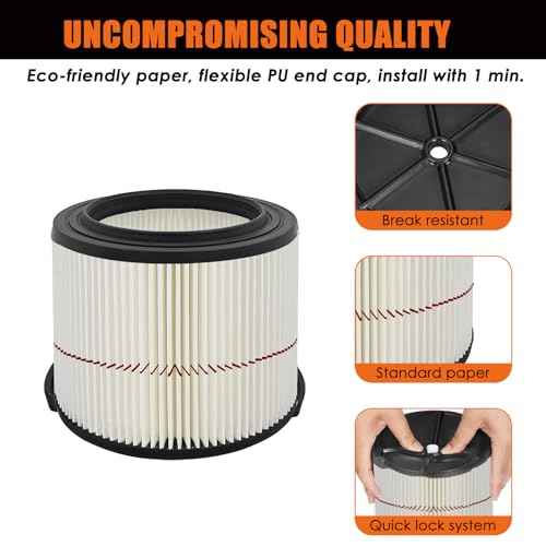 38741 Filters Replaces CMXZVBE38741 Craftsman Filter, fits CMXEVBE17040, Replaces Purple Stripe 1/2 Height Filter, Fits 3 Gallon, 4 Gallon Craftsman Shop Vacuums 1988+-2 Pack
