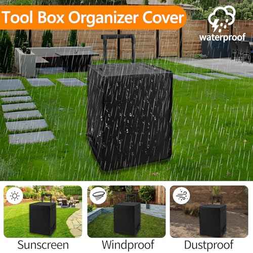 Rolling Tool Box Cover for Stackable Tool Box System with Wheels,Utility Storage 600D Waterproof Dustprood foldable Tool Chest Organizer Covers Accessories for Outdoor/Indoor Black,Cover Only
