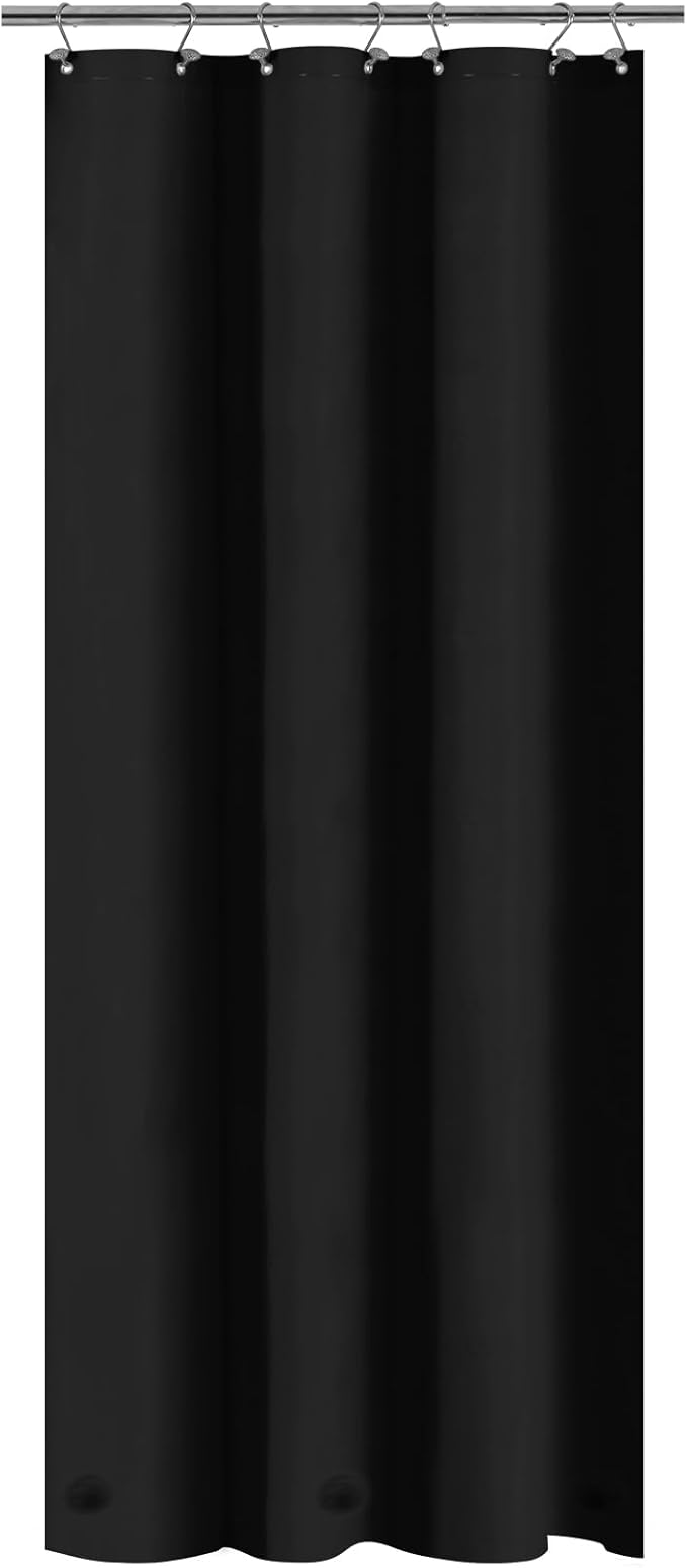 Barossa Design Black Stall Shower Curtain Liner 36" W x 72" H - Waterproof PEVA Plastic Shower Liner for Small Bathroom Stall, Lightweight Bath Curtain with 3 Magnets & Metal Grommets - Black