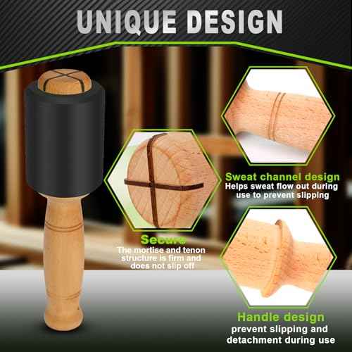 Wood Carving Mallet 15 oz - Non-Slip Urethane Head Woodworking Hammer for Chisels & Carving Tools (Black)