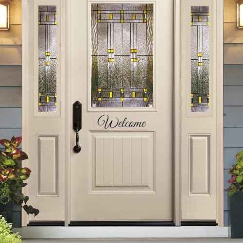 Welcome Door Decal Front Door Decal Welcome Door Sign Decal Front Door Sign Farmhouse Welcome Sticker Greeting for Home15.7" x 5.1" Black