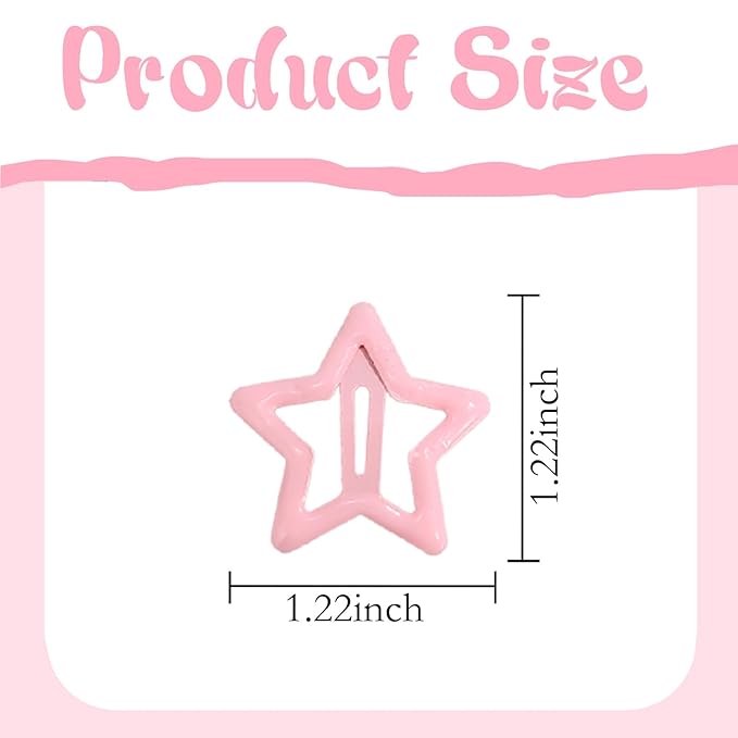 50pcs Cute Star Hair Clips - Metal Snap Non Slip Star Barrettes for Women - Black, White, Pink, Purple, Blue