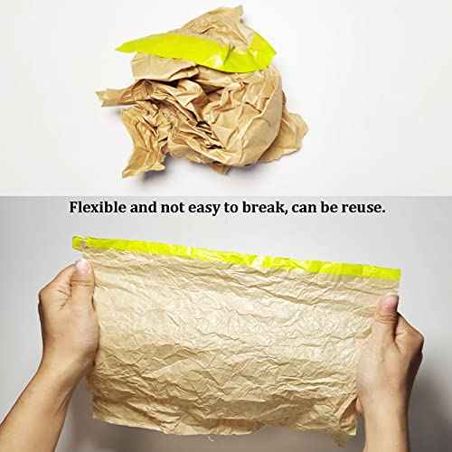 AZH Pre-Taped Masking Paper 18in x 50Ft Masking Paper with Adhesive for Painting, Tape and Drape Paint Adhesive Protective Paper Roll for Automotive Furniture Wall Protection