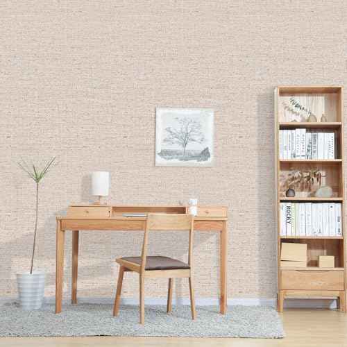 15.75"x787.4" Beige Grasscloth Wallpaper Peel and Stick Removable Textured Wall Paper Self Adhesive Contact Paper Faux Linen Cabinets Drawers Bookshelves Thickened Waterproof Shelf Vinyl Roll