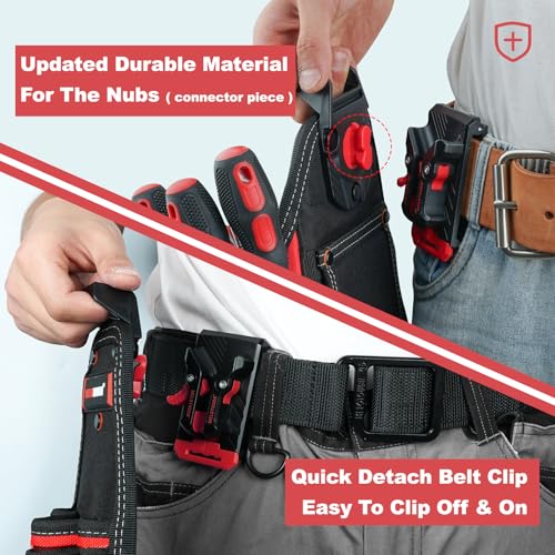 MELOTOUGH Small Electrician Tool Pouch Nail Screw Work Pocuh Tool Belt Pouch with Belt Clip Attachment Tradesman Tool Bag Pouch with Hammer Loop Electrician Tool Holster