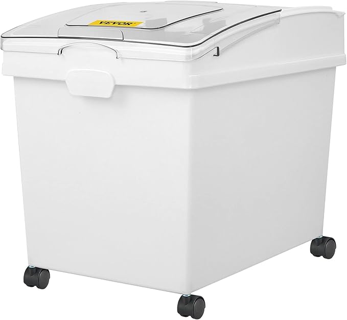 VEVOR Ingredient Bin, 10.5 Gallons Capacity Ingredient Storage Bin, PP Material Flour Bins On Wheels, White Shelf Ingredient Bin with Scoop and Sliding Lid, Commercial Storage Bins 3 Pcs/Set