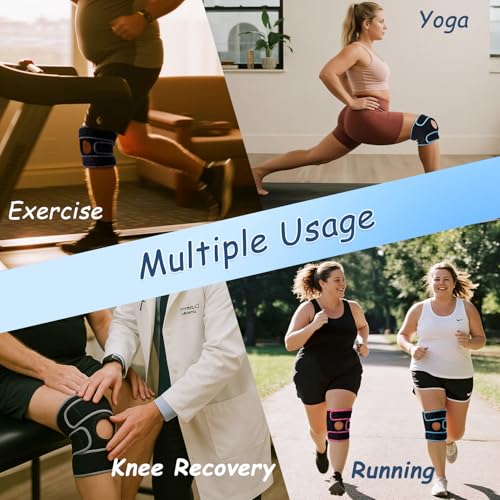 King Mills Extra Large Knee Brace Support to Knee Pain, Arthritis or Meniscus Tear. Adjustable Plus Size Knee Brace for Women and Men, Adult 2XL, Grey Black.
