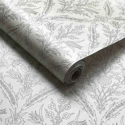 118.1" x 17.3" Peel and Stick Wallpaper Vintage Boho Contact Paper Beige Wallpaper for Bedroom Cabinets Walls