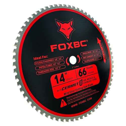 FOXBC 14 Inch Metal Steel Cutting Saw Blade 66 Tooth for Evolution 14 Inch Chop Saw and Other, Cermet Carbide Up to 5X Longer Life