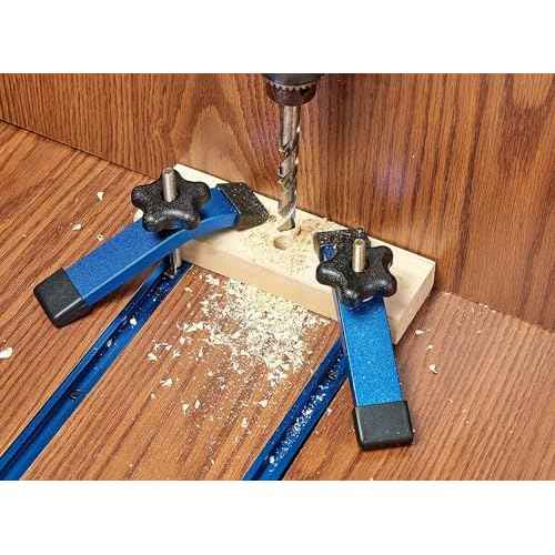 Aluminum T-Track Intersection Kit with Wood Screws?Double Cut Profile Universal with Predrilled Mounting Holes -Woodworking and Clamps ? Fine Sandblast Anodized - 4 PK (Blue)