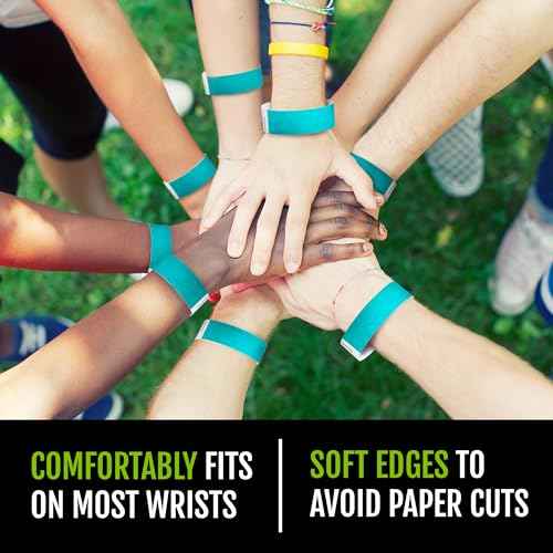 100 WristCo Caribbean Blue Tyvek Wristbands for Events - Comfortable Tear Resistant Paper Bracelets ID Wrist Bands for Concerts Festivals Admission Party Identification