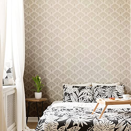 Herringbone Geometric Modern Wall Stencils Pattern Wall Decor Reusable Film Decorative for Painting, Stencils for Walls (Classic Style), 8 Pieces, 12 x 12 Inch