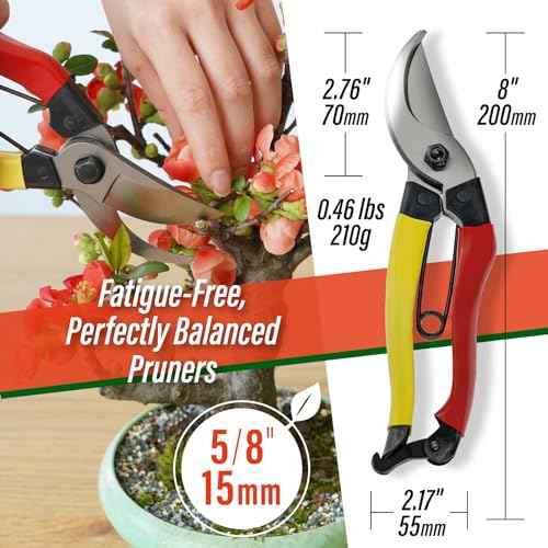 SUIZAN Bypass Pruning Shears 8¡± - Professional Japanese Hand Pruners Garden Scissors Gardening Tools