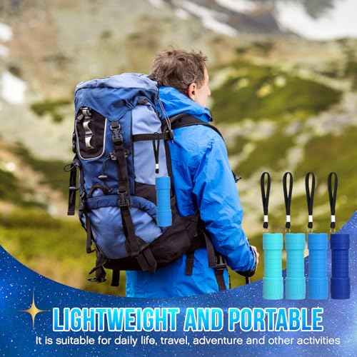 20 Pcs 9 LED Bulbs Mini Flashlight Bulk Small LED Flashlights Bulk with Lanyard for Camping Hunting Night Reading Wedding Party Favors, AAA Battery Included and Pre Installed