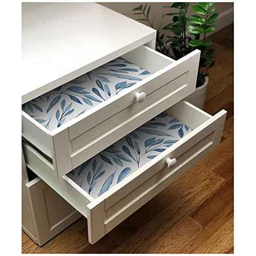 HAOKHOME Blue Wallpaper Peel and Stick Boho Leaves Removable Vinyl Self Adhesive Contact Paper17.7in x 9.8ft
