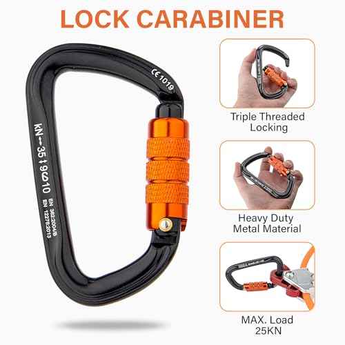 TRSMIMA Steel Wire Core Flipline - 8ft Fall Protection Arborist Climbing Tree Arborist 1/2" Galvanized Steel Cable Lanyard Kit with Swivel Snap Hook Triple Lock Carabiner Rope Grab Adjuster