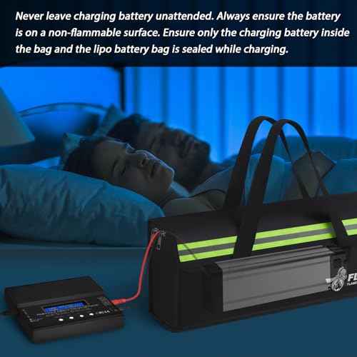 FLASLD 2-Pack Lipo Fireproof Bag Ebike Accessories Battery Charging Case Charge Explosionproof Bag Large Capacity Lipo Battery Storage Guard Safe Box (19.3 x 4.3 x 7in), Black