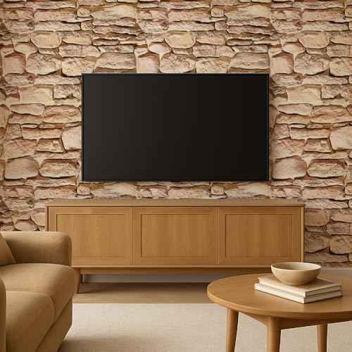 Stone Wallpaper Peel and Stick 17.3" x 118.1" - Waterproof Removable Realistic 3D-Look Faux Stone Peel and Stick Wallpaper for Fireplace, Living Room, Bedroom, Home D?cor