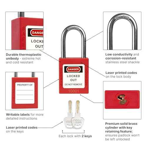 Electrical Lockout Tagout Kit - Industrial Lockout Tagout Kit, Loto Kits with Hasps,Safety Padlocks(2 Keys Per Lock),Loto Tags,Nylon Zip Ties,Universal Circuit Breaker Locks