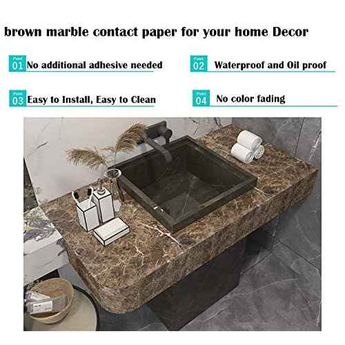 Burgeliy Peel and Stick Waterproof Wallpaper15.8¡¿196in Vinyl Wrap Protector Auto Modification Tint Film Dark Brown Marble Shiny Granite for Kitchen Countertops Table Desk Furniture Self Adhesive Film