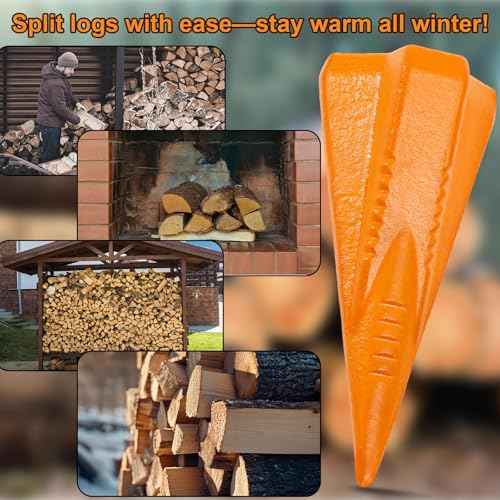 2 Pcs 4 Lbs Manual Log Splitter Wedge Wood Splitting Wedges 4-Direction Diamond Design Forged Steel Tool for Easy Wood Splitting Splits Firewood into 4 Pieces Less Effort(Orange)